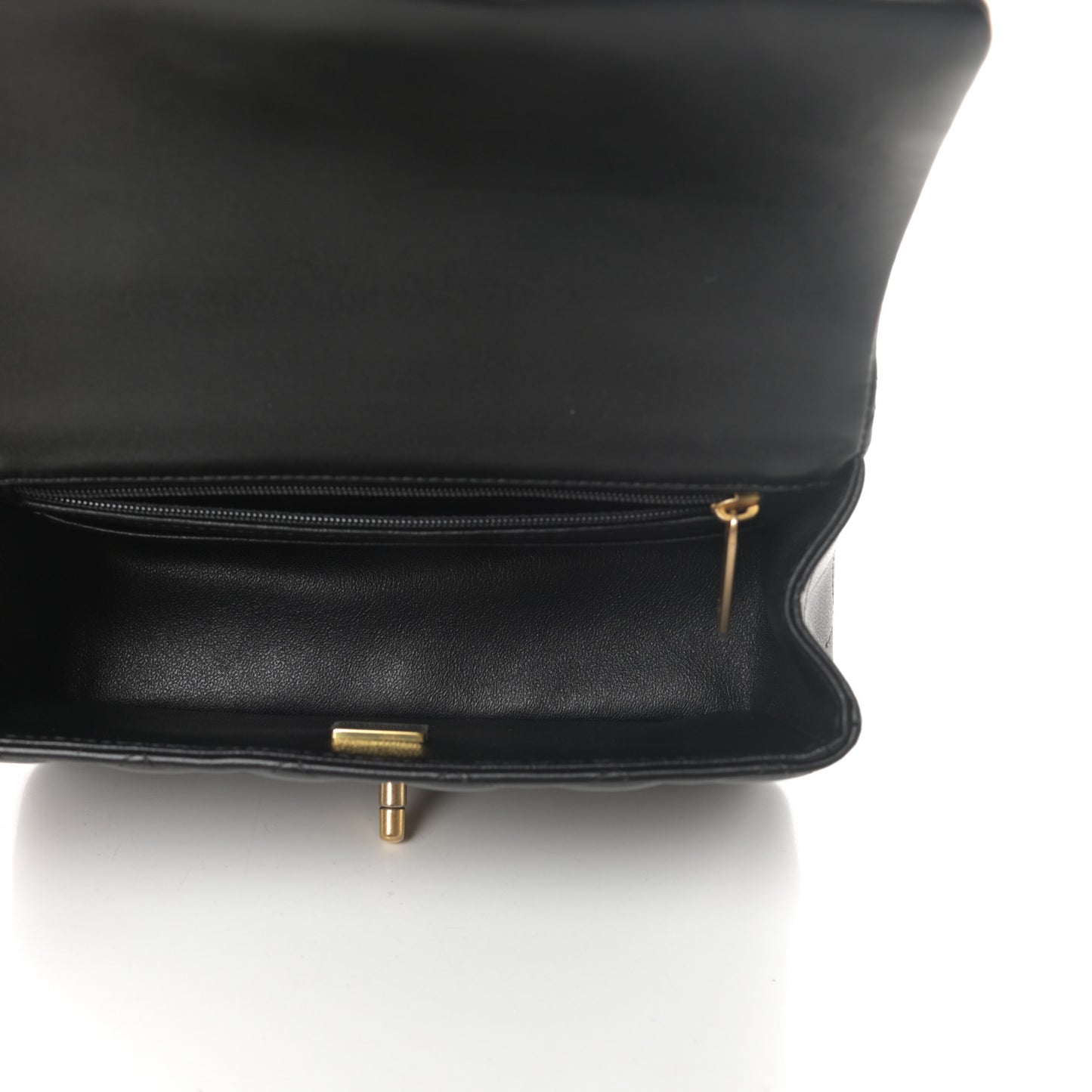 Lambskin Quilted Mini Top Handle Rectangular Flap Black