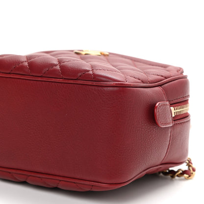 Chanel Calfskin Quilted CC Small Vanity Case Dark Red 11 of 12