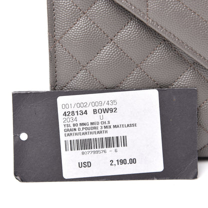 Saint Laurent Grain De Poudre Textured Mixed Matelasse Medium Triquilt Monogram Satchel Earth 11 of 11