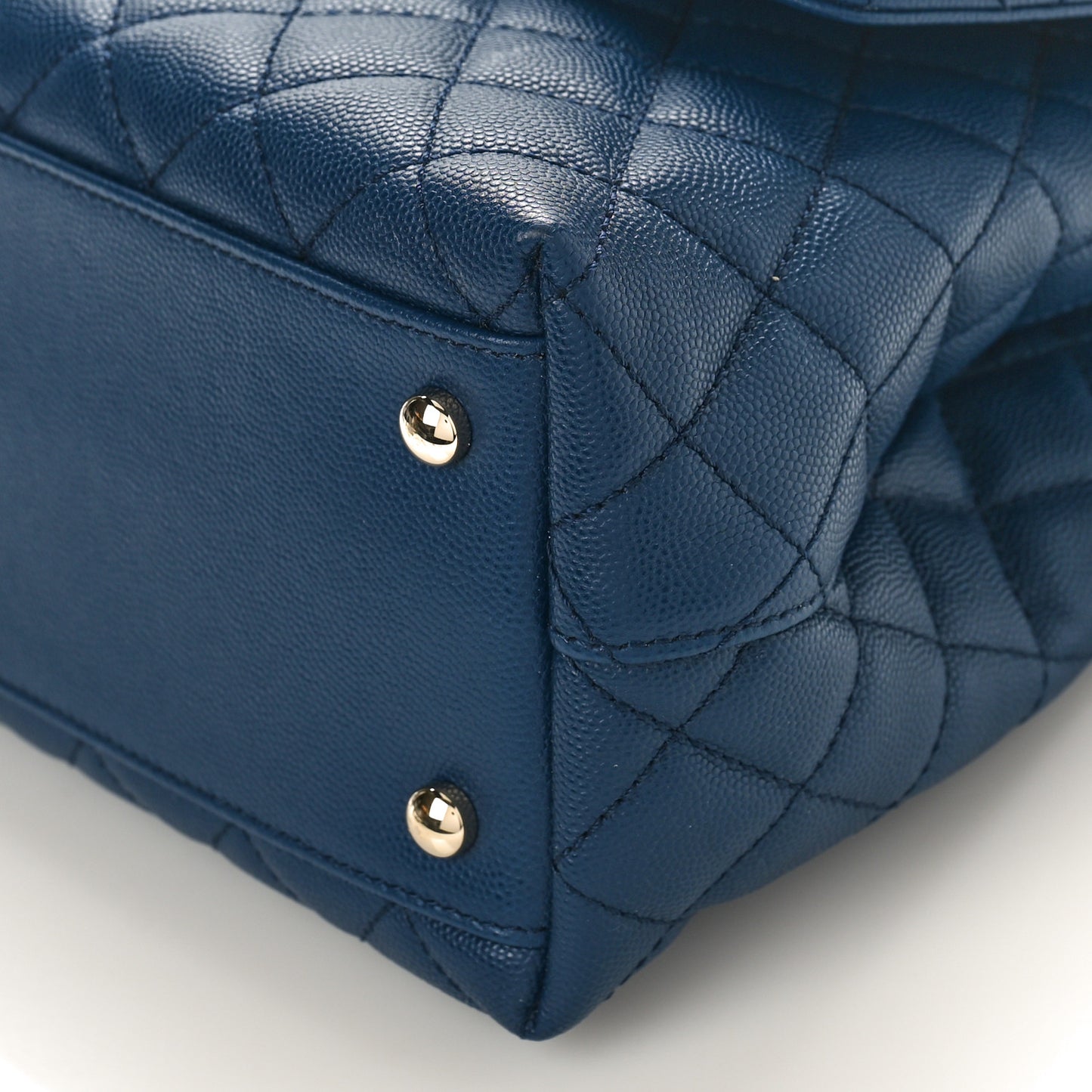 Caviar Lizard Embossed Quilted Small Coco Handle Flap Navy Blue