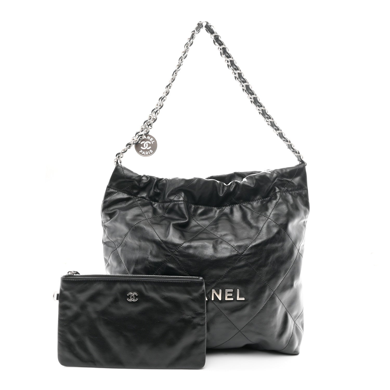 Chanel Shiny Calfskin Quilted Small Chanel 22 Black 3 of 12