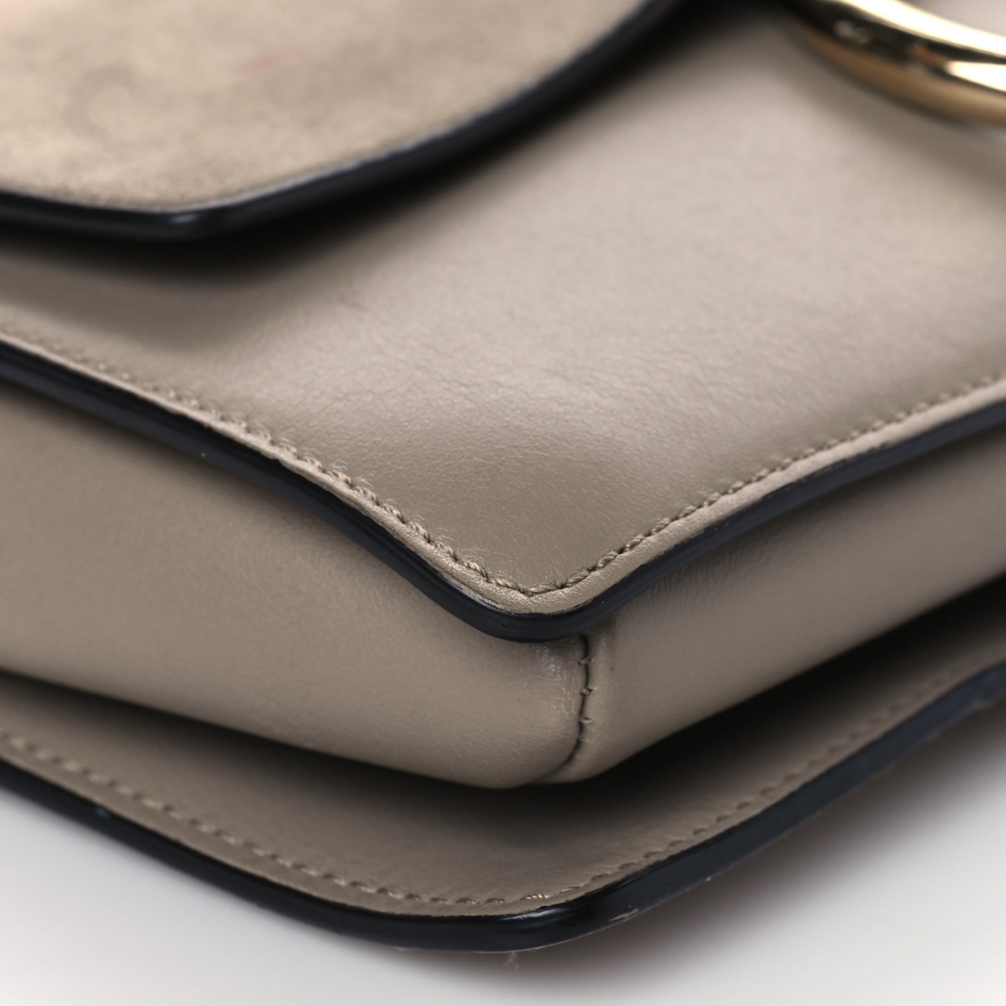 Suede Calfskin Small Faye Shoulder Bag Motty Grey