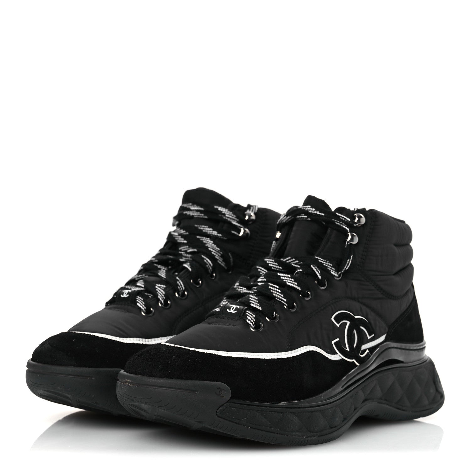 Chanel Fabric Suede Mens CC Sneakers 41 Black 4 of 13