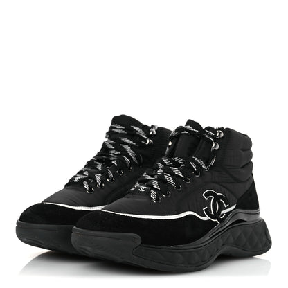 Chanel Fabric Suede Mens CC Sneakers 41 Black 4 of 13