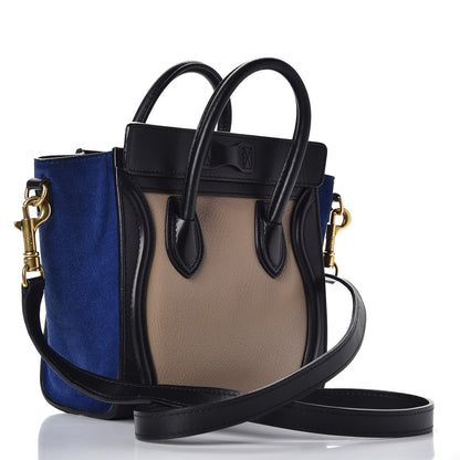 Celine Elephant Calfskin Suede Tri-color Nano Luggage Sand 4 of 14