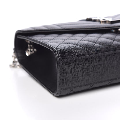 Saint Laurent Grain De Poudre Textured Mixed Matelasse Triquilt Medium Monogram Satchel Black 7 of 8