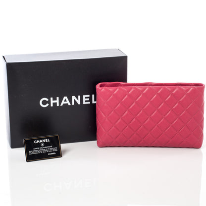 Chanel Lambskin Quilted Clutch Pink 10 of 10