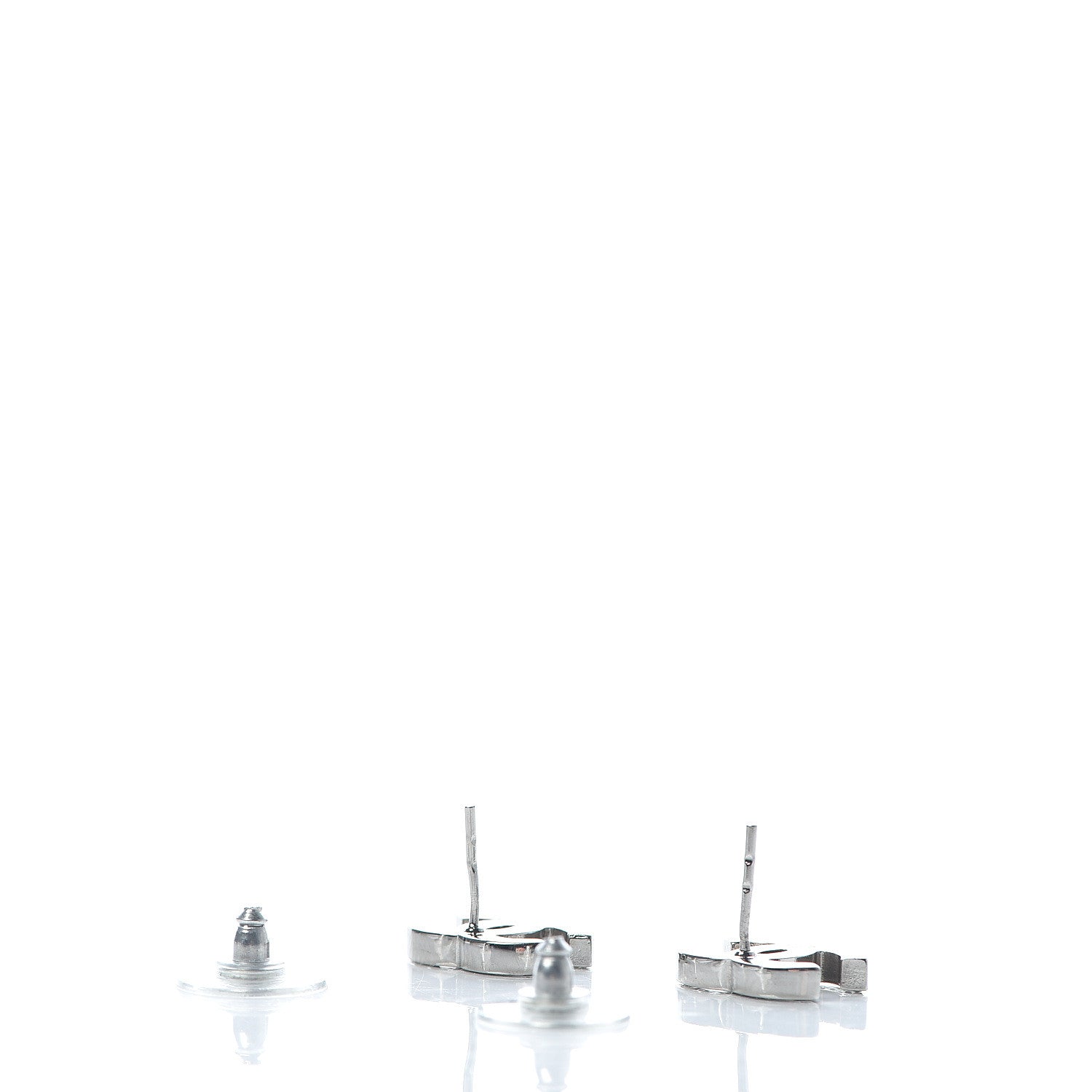 Chanel Crystal Timeless CC Earrings Silver 3 of 5