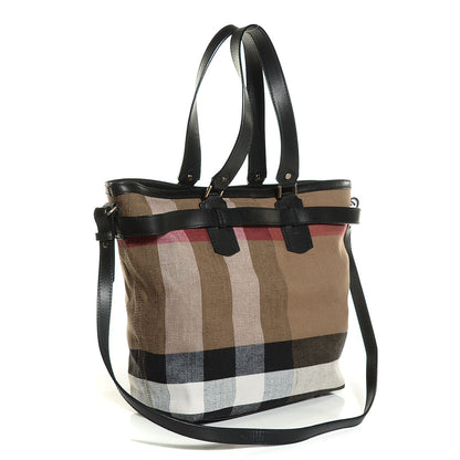 Burberry Canvas Mega Check Medium Traveler Tote Black 3 of 11