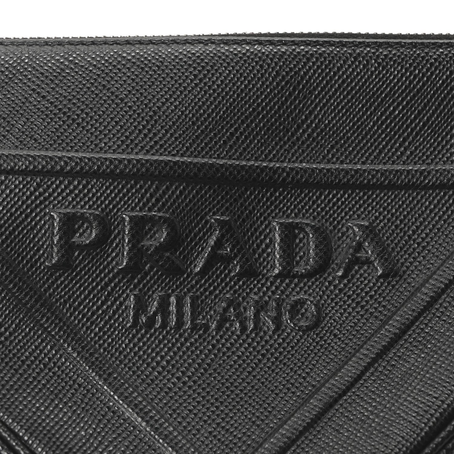 Prada Saffiano Cuir Triangle Logo Embossed Triangle Wristlet Black 8 of 10