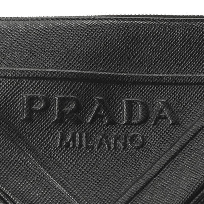 Prada Saffiano Cuir Triangle Logo Embossed Triangle Wristlet Black 8 of 10