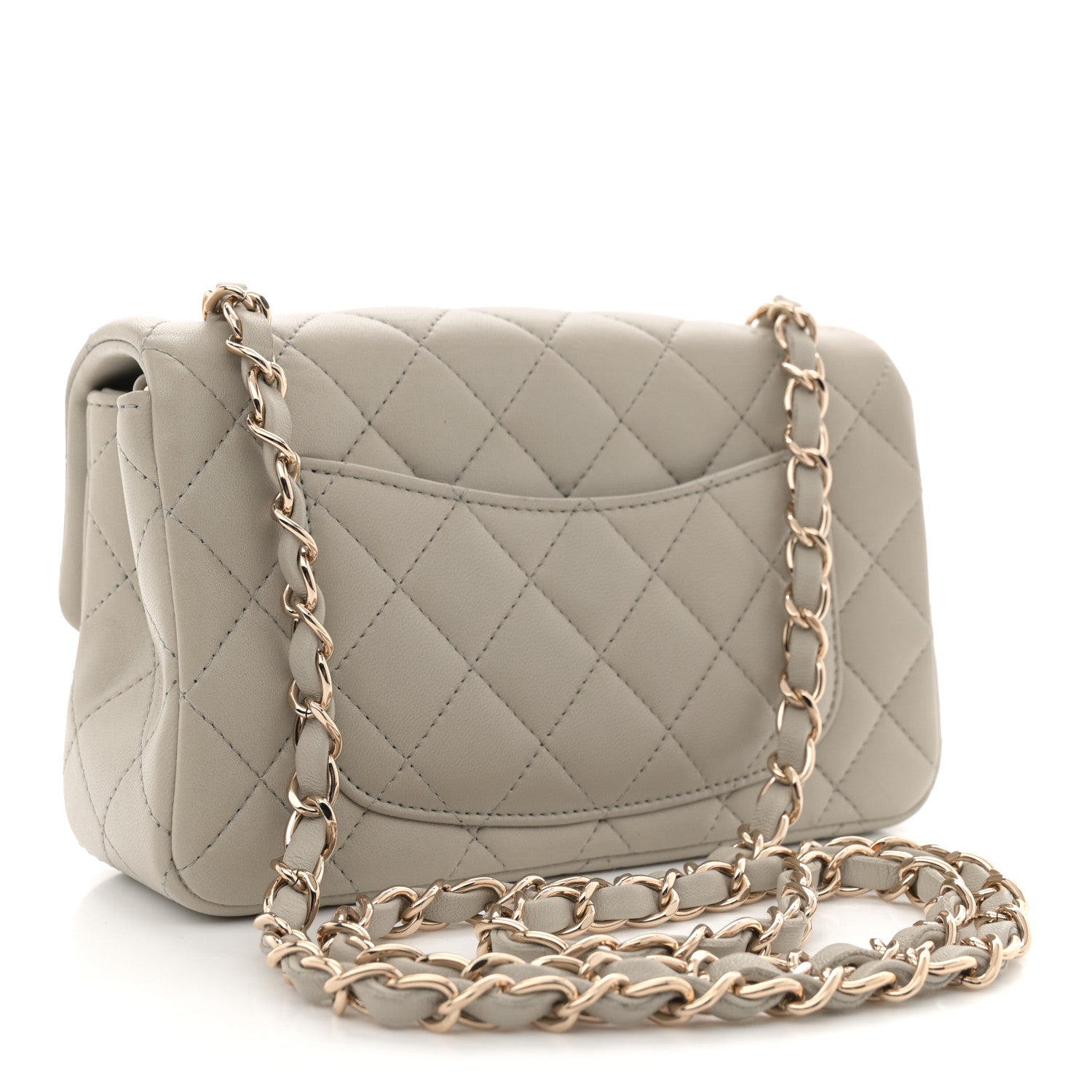 Chanel Lambskin Quilted Mini Rectangular Flap Grey 3 of 11