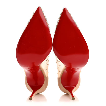 Christian Louboutin Suede Lame Crystal Strass Follies 100 Pumps  38.5 Light Silk 6 of 9