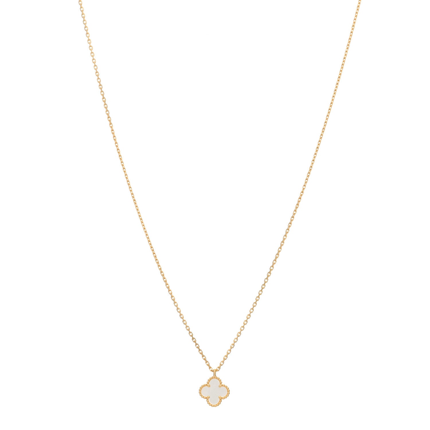 Van Cleef & Arpels 18K Yellow Gold Mother of Pearl Sweet Alhambra Pendant Necklace 1 of 3