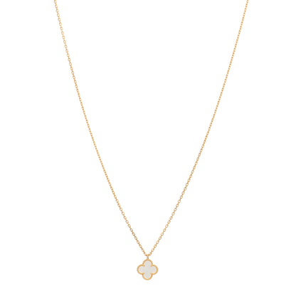Van Cleef & Arpels 18K Yellow Gold Mother of Pearl Sweet Alhambra Pendant Necklace 1 of 3