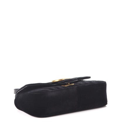 Gucci Velvet Matelasse Mini GG Marmont Shoulder Bag Black 4 of 9