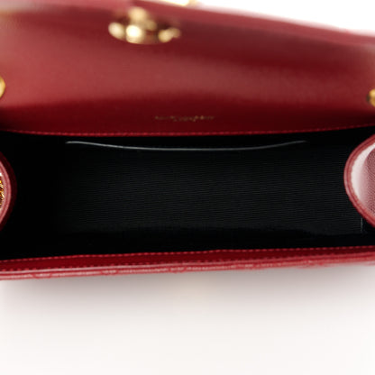 Saint Laurent Grain De Poudre Textured Mixed Matelasse Triquilt Small Monogram Satchel Red 5 of 12
