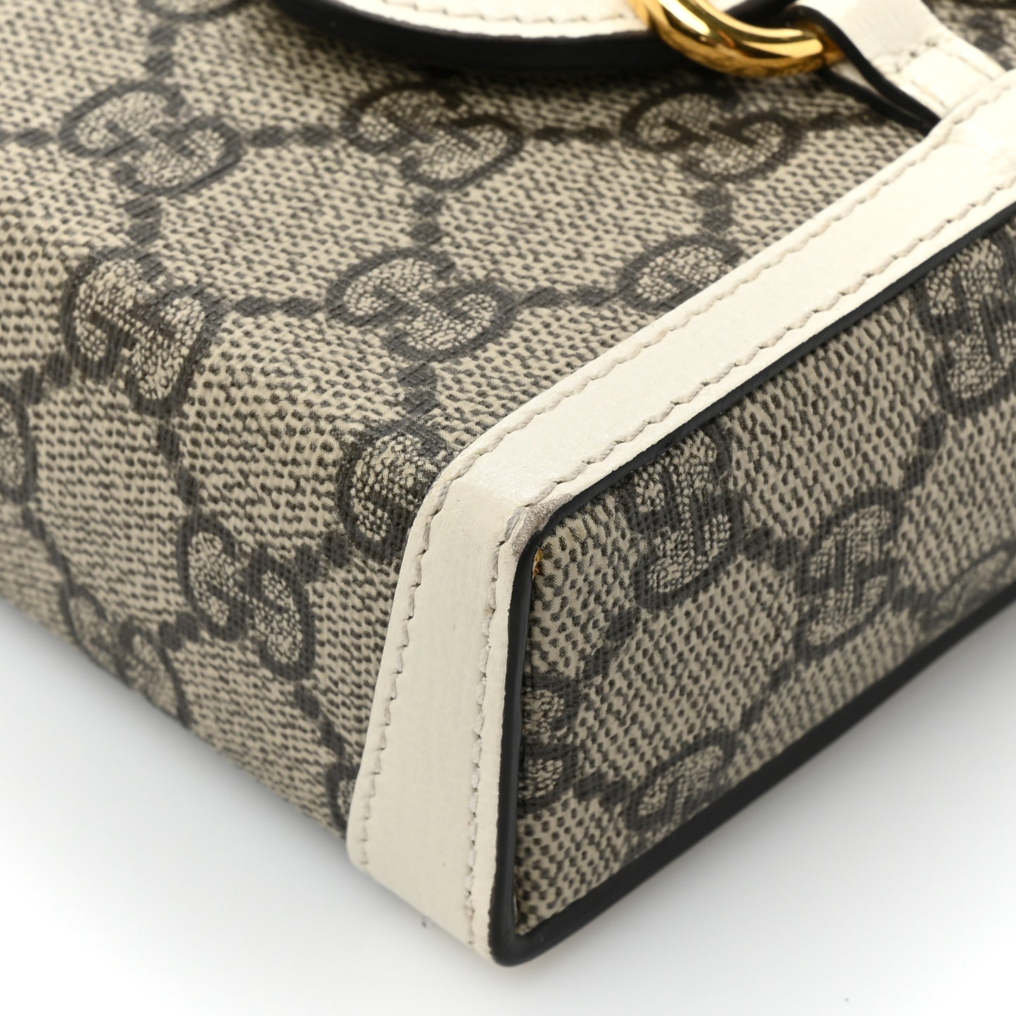 GG Supreme Monogram Azalea Calfskin Mini Horsebit 1955 Crossbody Bag Beige Ebony Mystic White