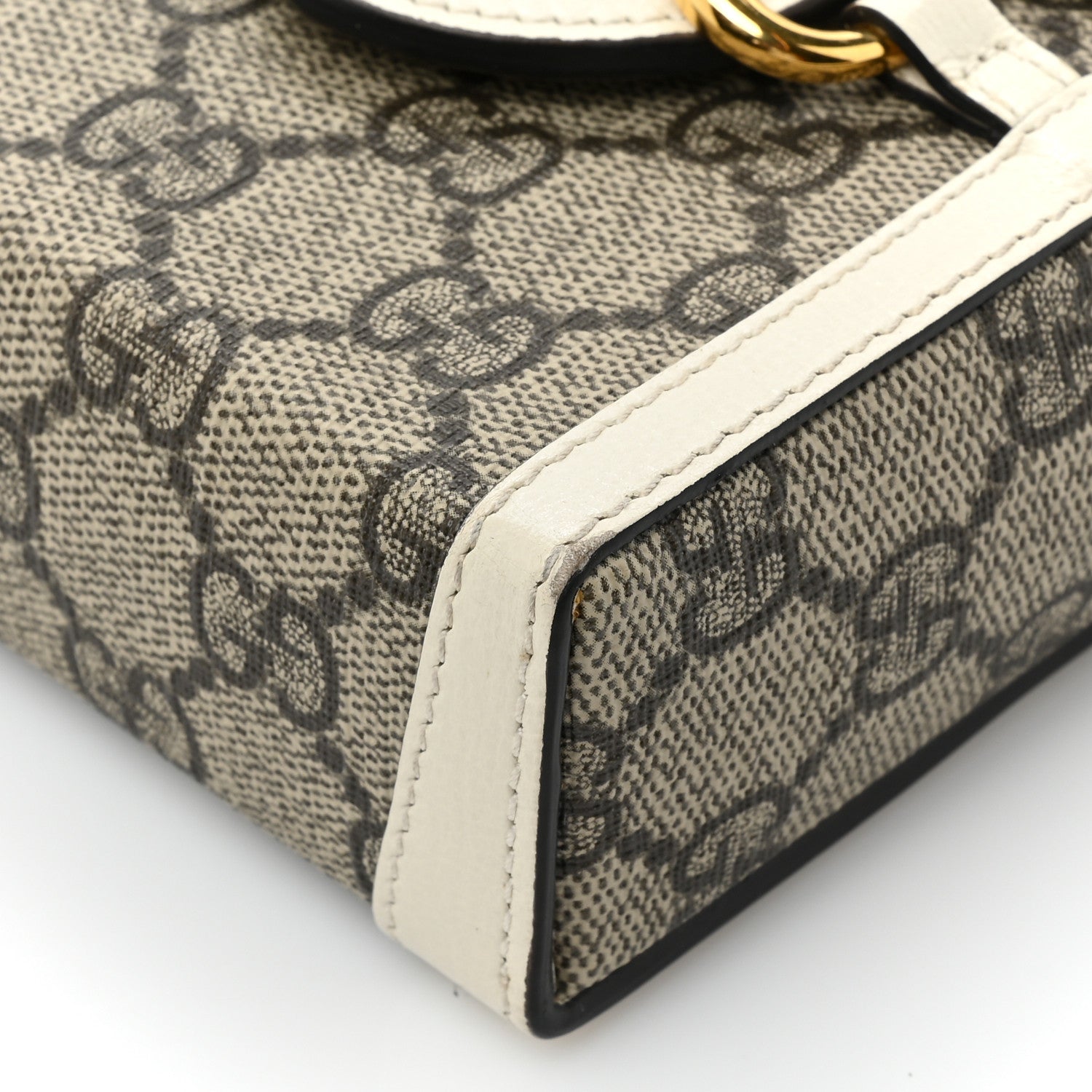 Gucci GG Supreme Monogram Azalea Calfskin Mini Horsebit 1955 Crossbody Bag Beige Ebony Mystic White 13 of 15