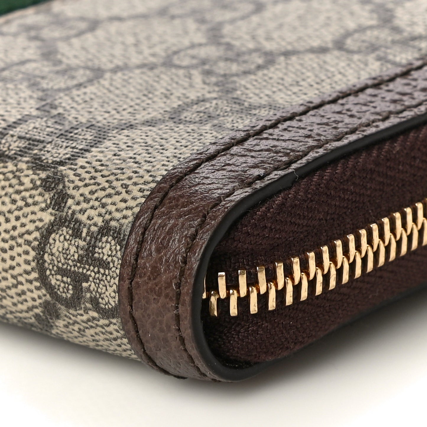 GG Supreme Monogram Web Ophidia Zip Around Wallet Brown