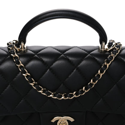 Chanel Lambskin Quilted Top Handle East West Flap Black 8 of 11