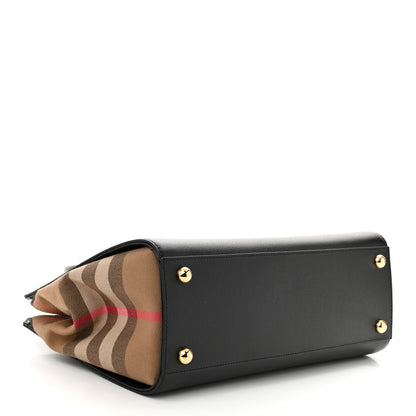 Burberry Calfskin Mega Check Small Banwell Tote Black 4 of 10