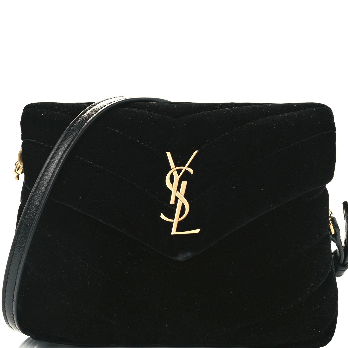 Velvet Y Quilted Monogram Toy Loulou Chain Satchel French Black