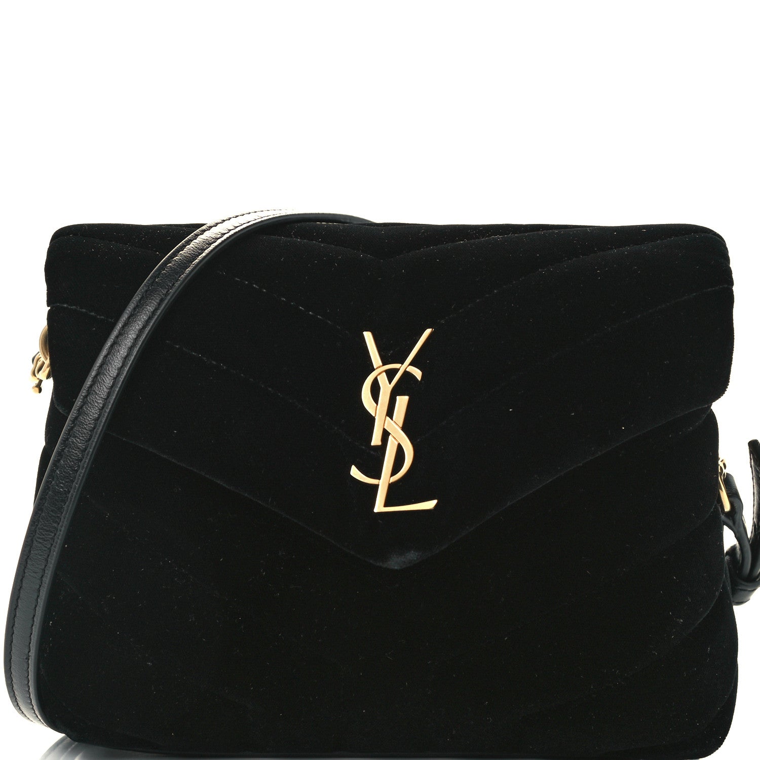 Saint Laurent Velvet Y Quilted Monogram Toy Loulou Chain Satchel French Black 9 of 12
