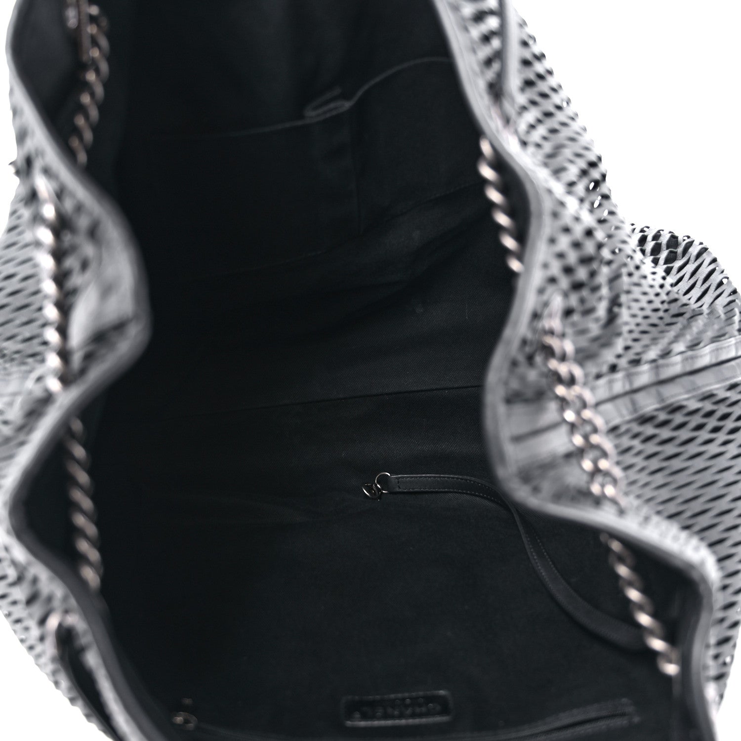 Chanel Calfskin Laser Cut Perforated CC Tote Black 5 of 12
