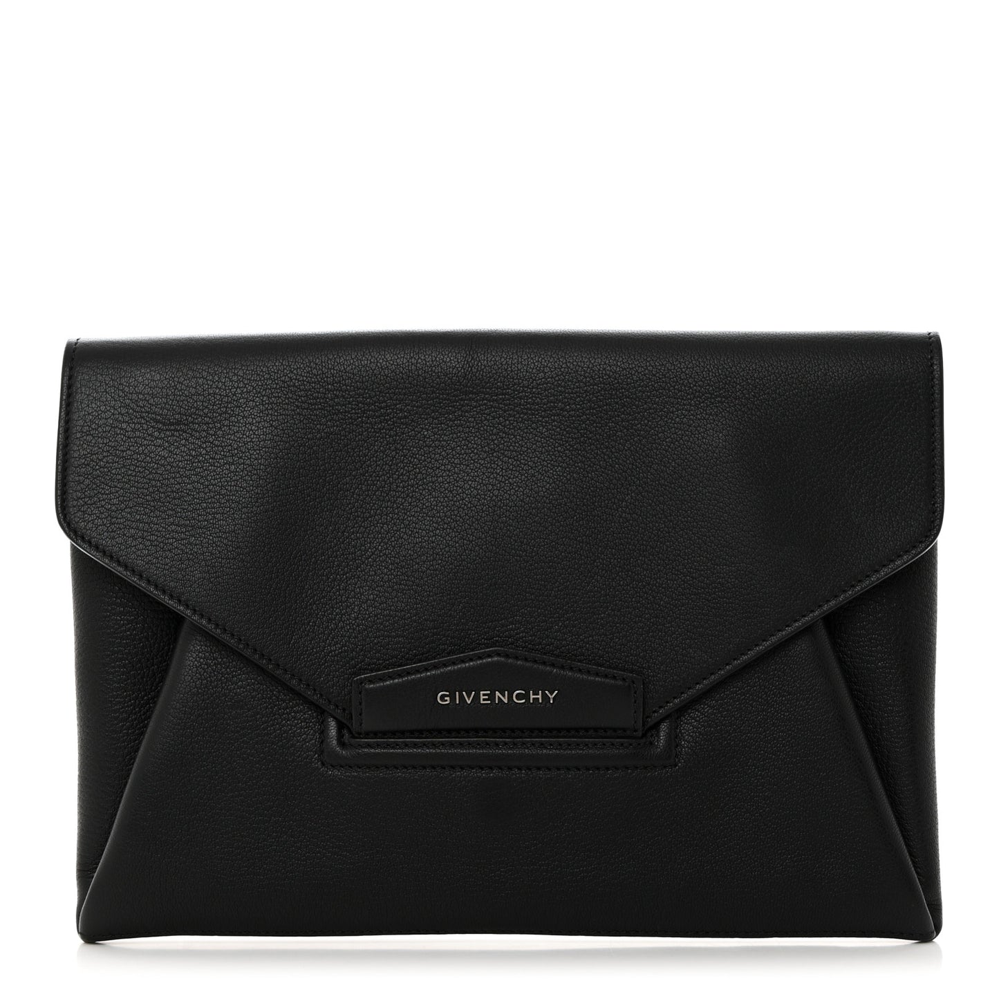 Sugar Goatskin Medium Antigona Envelope Clutch Black Black