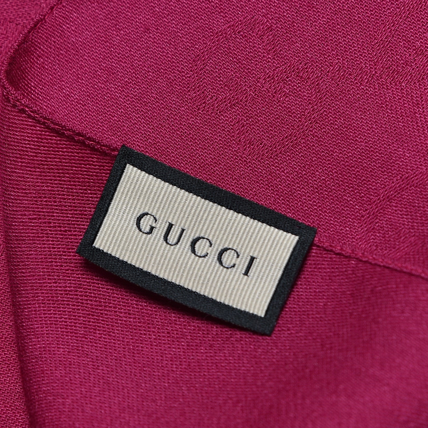 Gucci Wool Silk Monogram Fringe Scarf Fuchsia 5 of 5