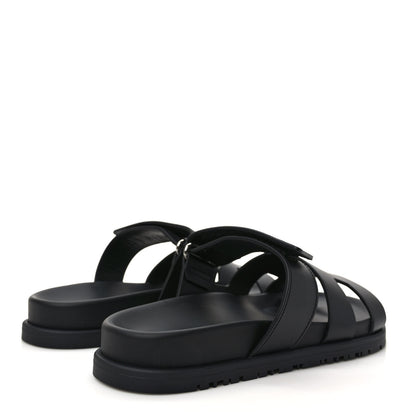 Hermes Calfskin Womens Chypre Sandals 36.5 Black 4 of 9