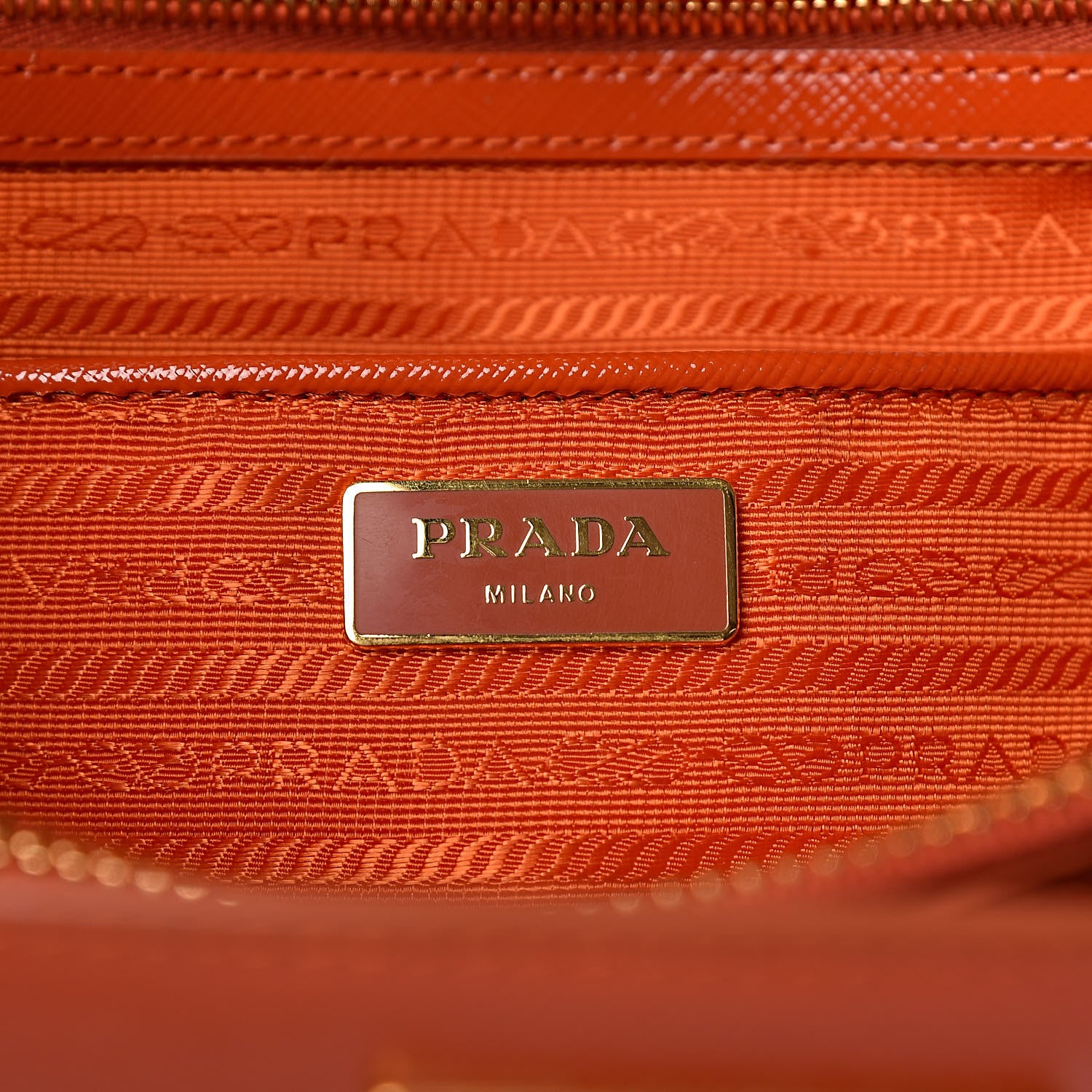 Prada Saffiano Vernice Tote Arancio 8 of 11