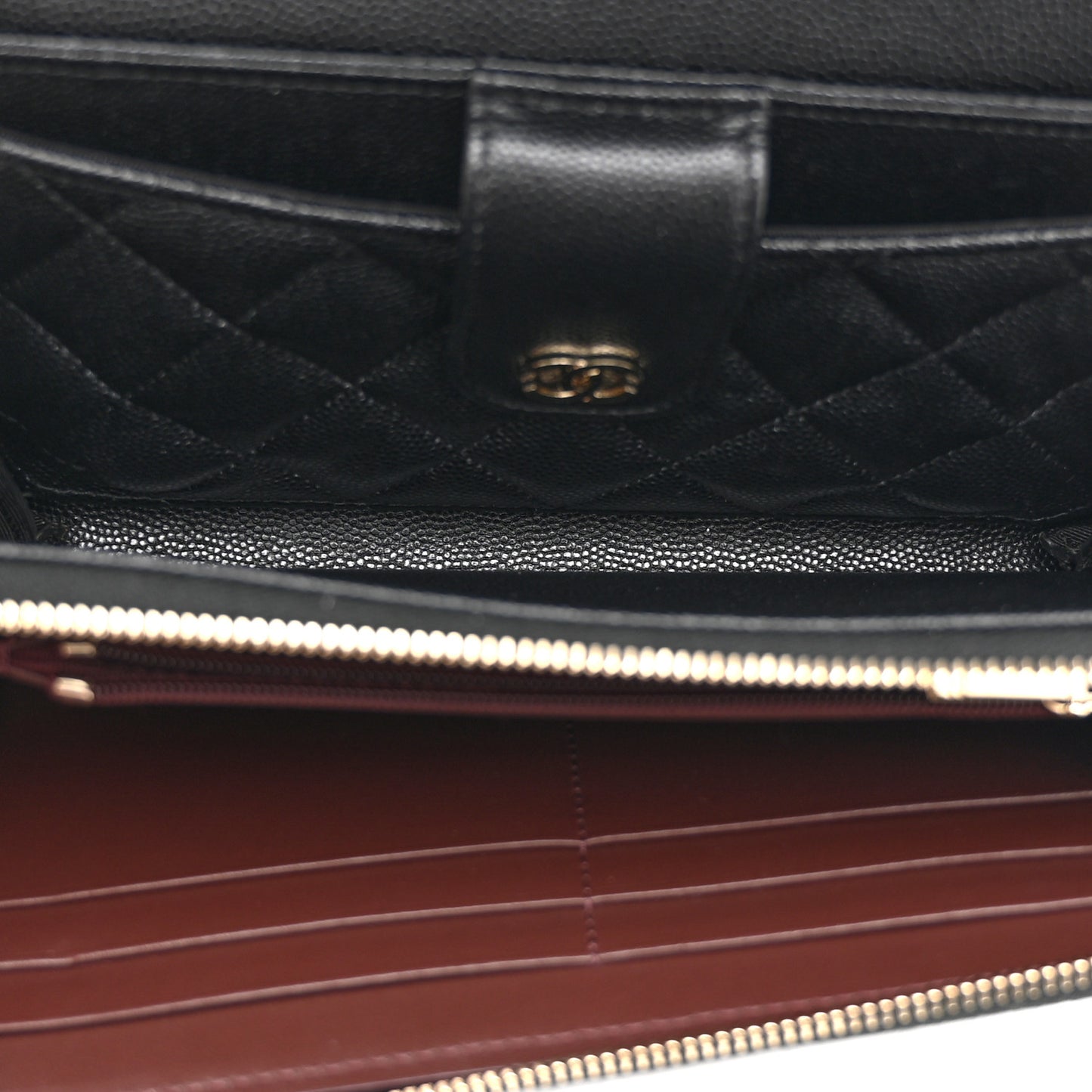 Caviar Quilted Phone Holder Wallet on Removable Chain Black