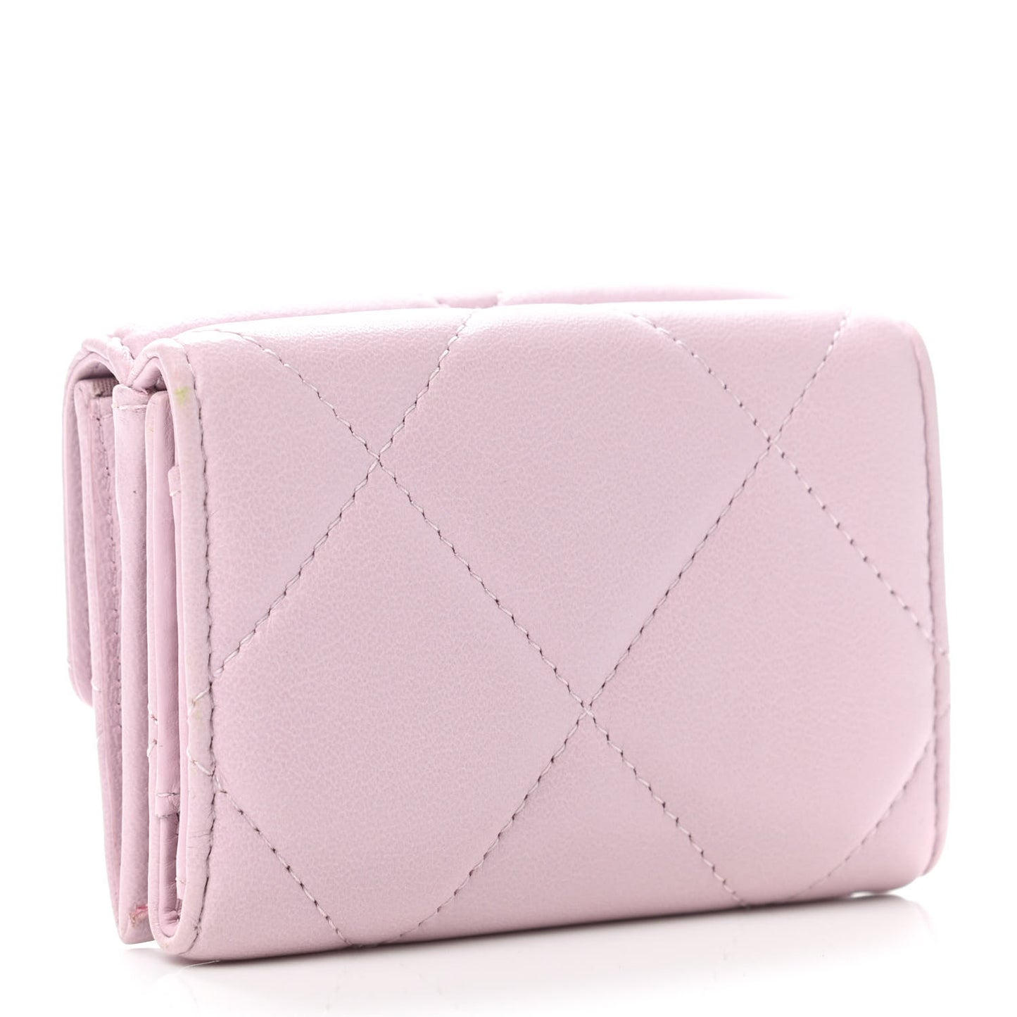 Goatskin Quilted Chanel 19 Flap Wallet Pink