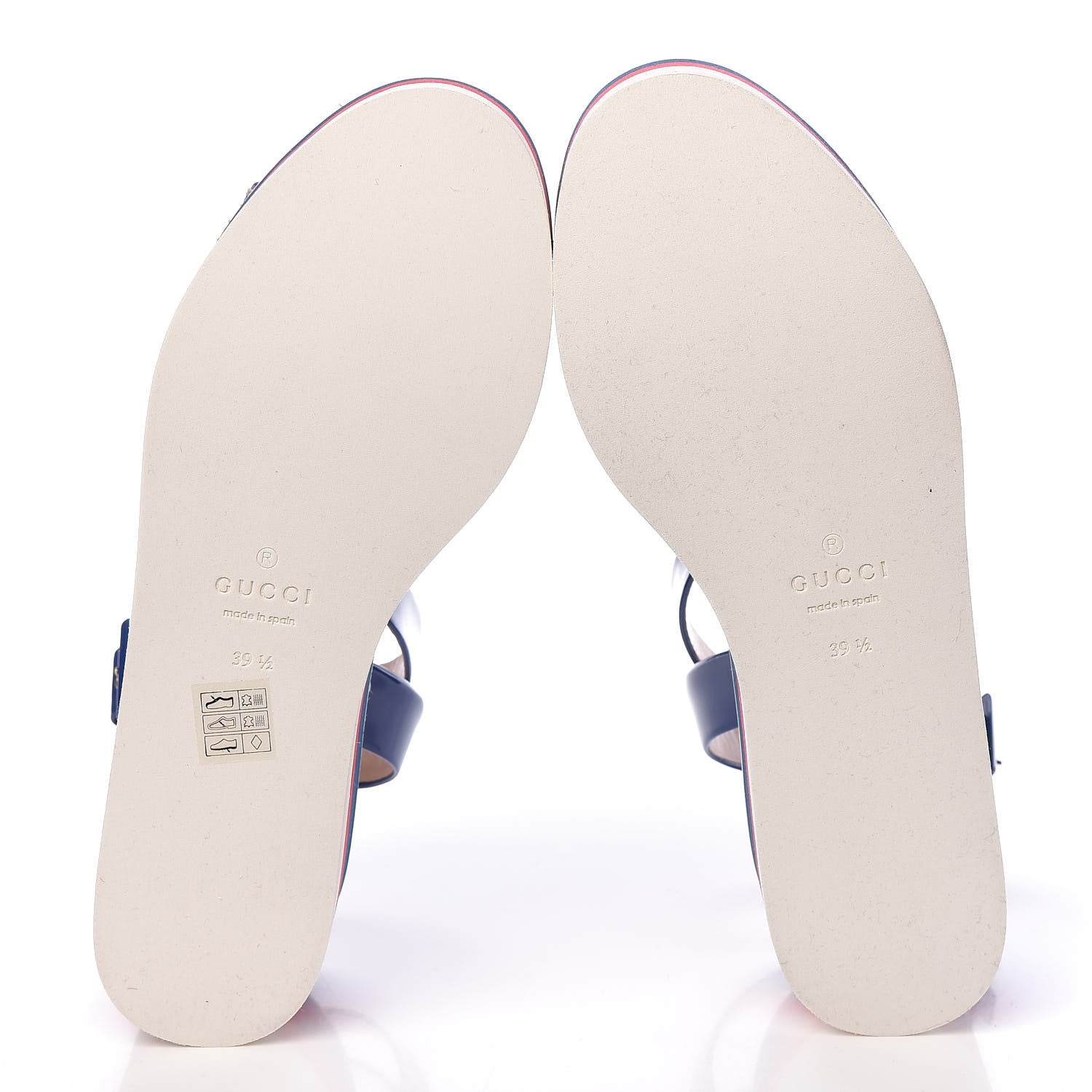 Gucci Patent Cotton Gingham Sefir Espadrille Platform Sandals 39.5 Blue White 5 of 10