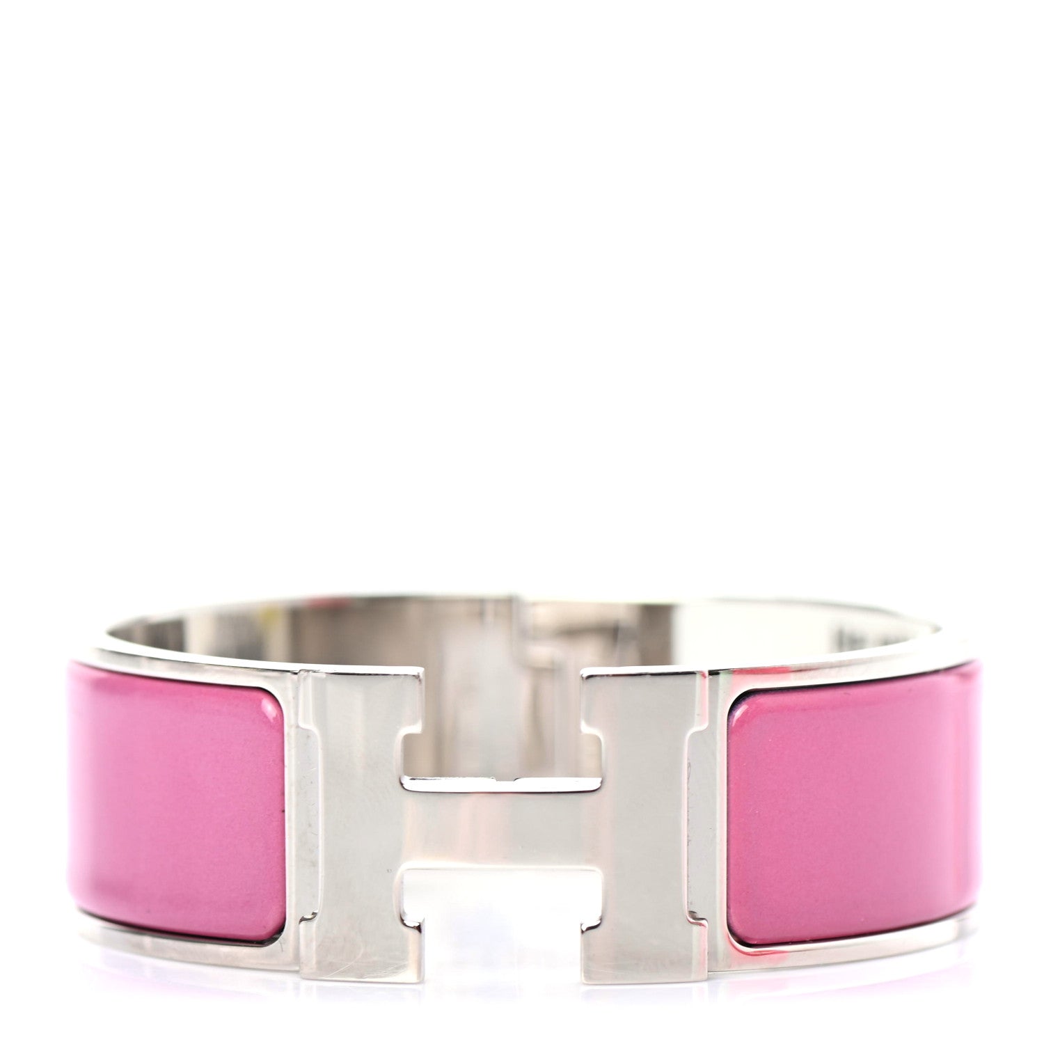 Hermes Enamel Wide Clic Clac H Bracelet PM Rose Velours 1 of 3