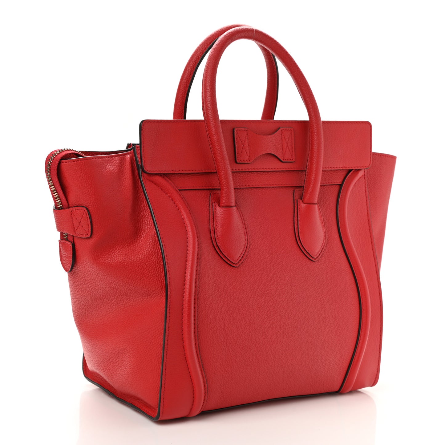 Drummed Calfskin Mini Luggage Coquelicot