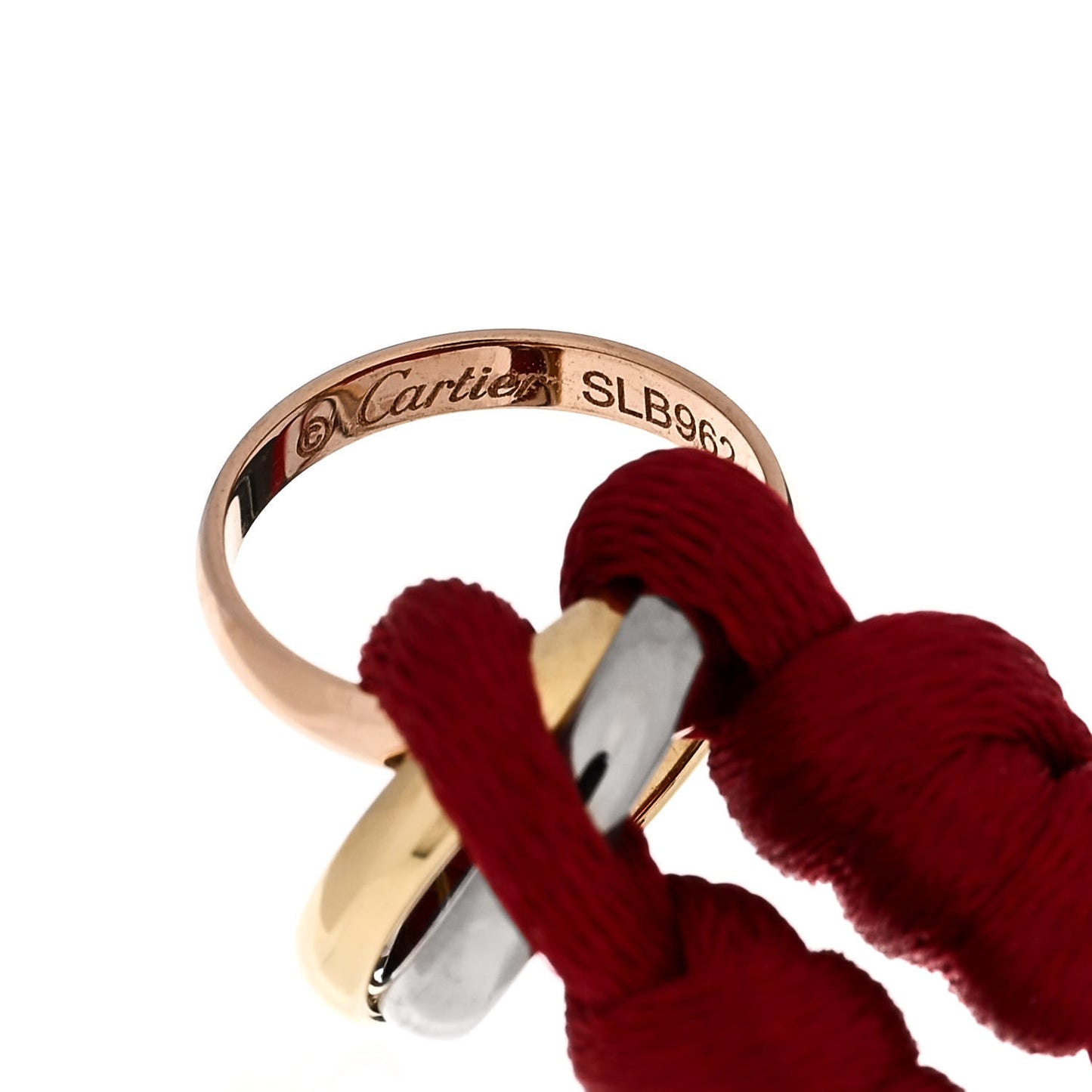 18K Pink Yellow White Gold Trinity Cord Bracelet Red