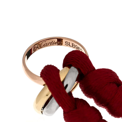 Cartier 18K Pink Yellow White Gold Trinity Cord Bracelet Red 3 of 5