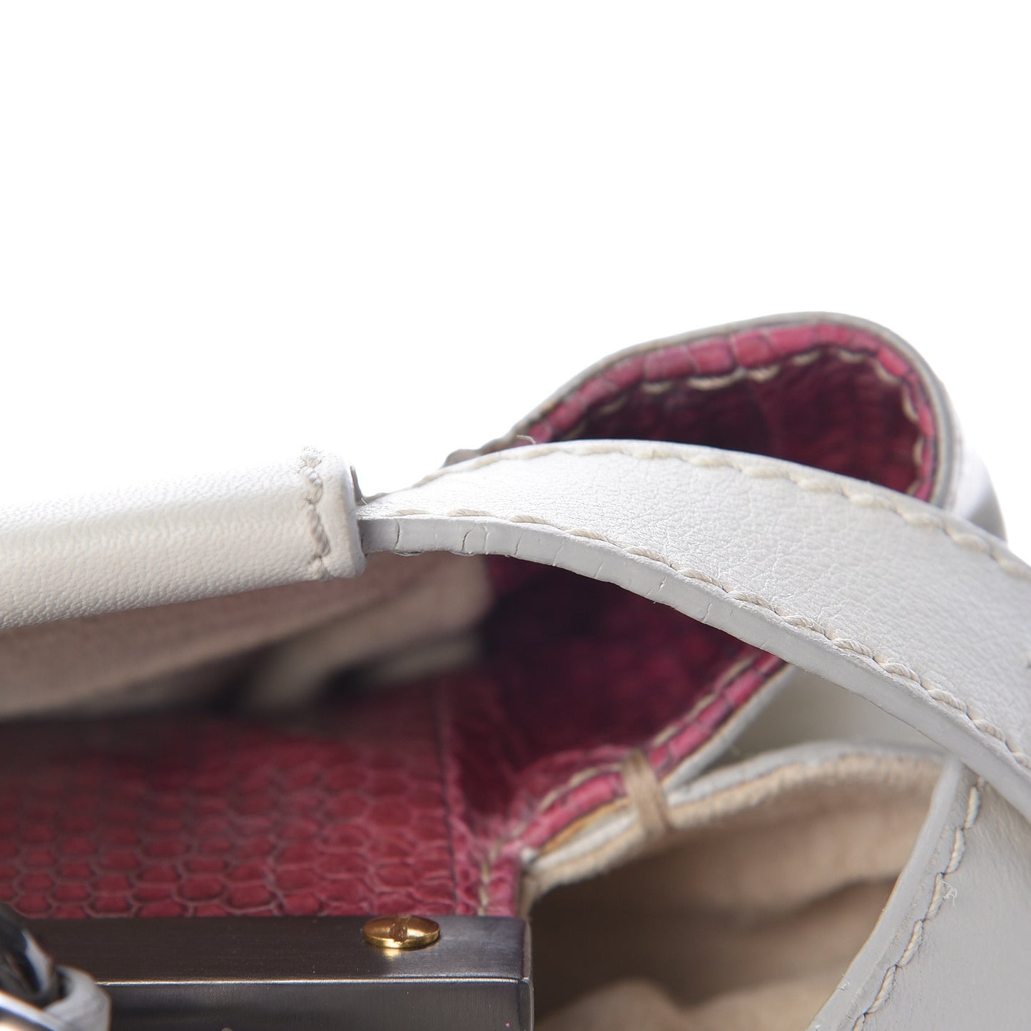 Goatskin Watersnake Large Peekaboo Iconic Satchel White