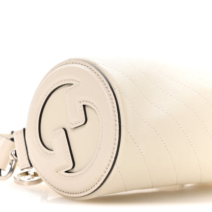 Gucci Sakai Be Green Calfskin Diagonal Stitched Mini Blondie Barrel Shoulder Bag Mystic White 9 of 10