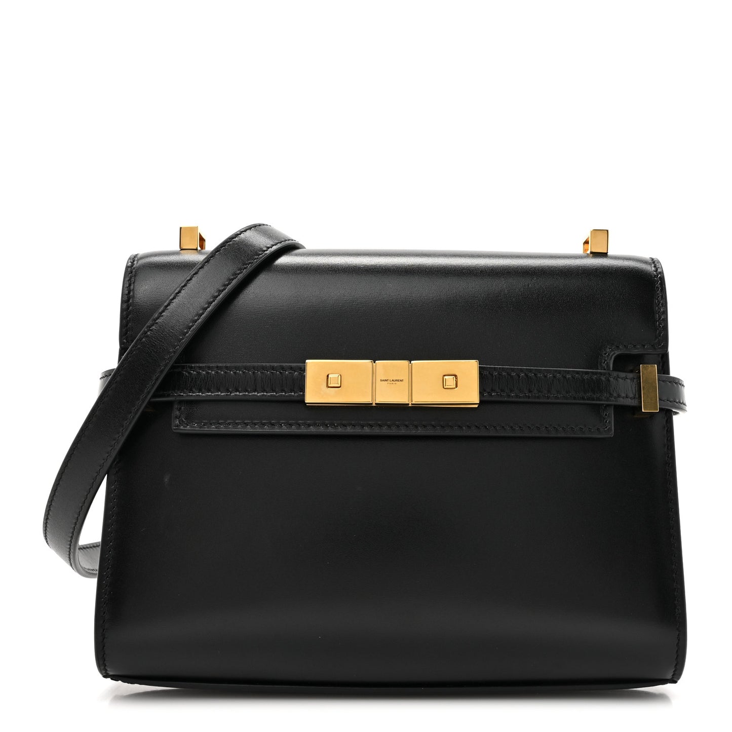 Smooth Calfskin Mini Manhattan Shoulder Bag Black
