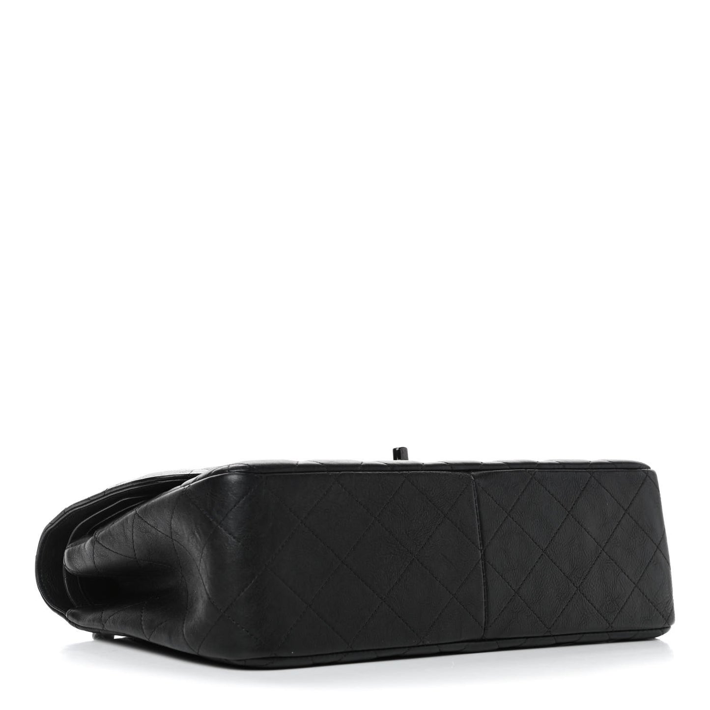 Crumpled Calfskin Quilted Jumbo Double Flap So Black