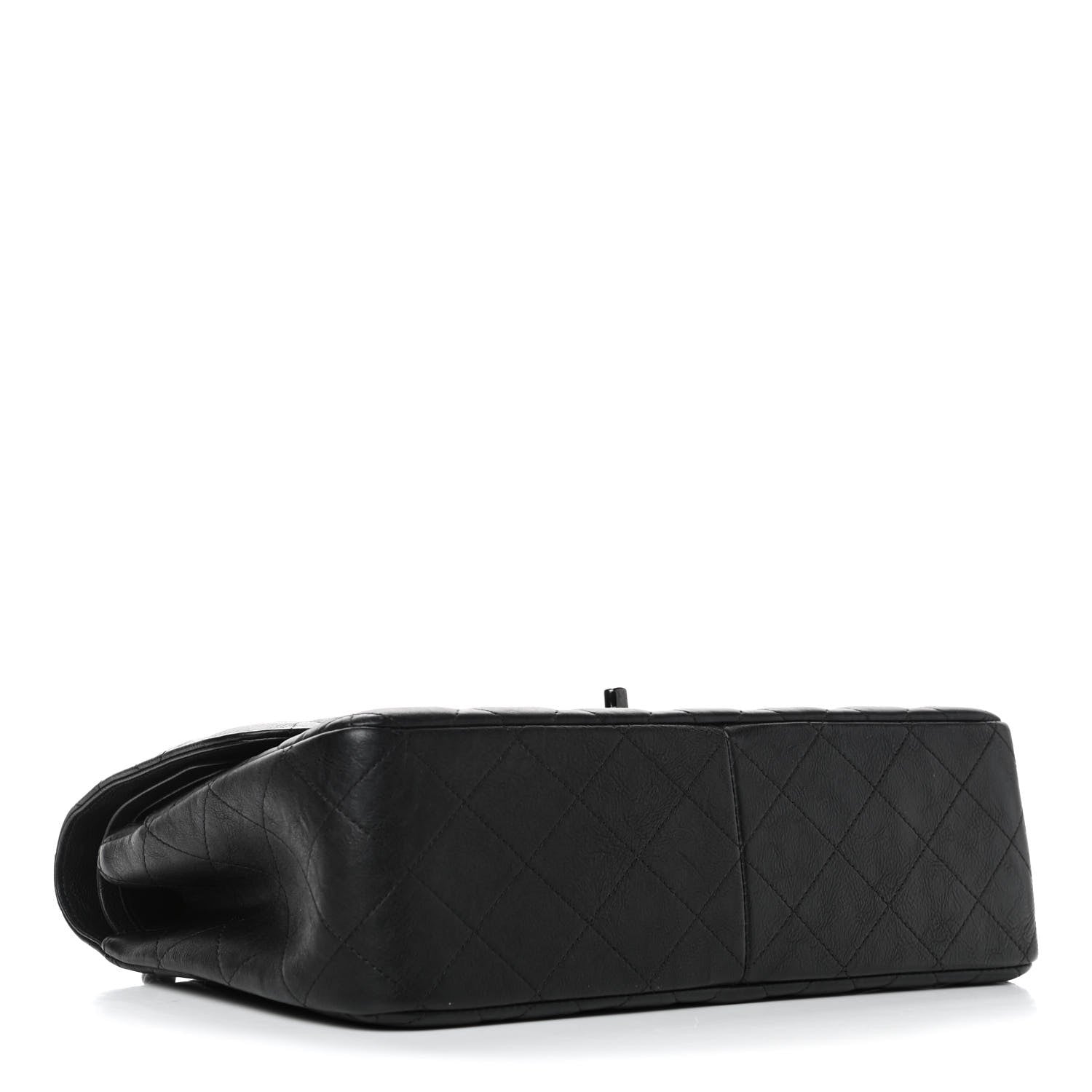 Chanel Crumpled Calfskin Quilted Jumbo Double Flap So Black 3 of 5