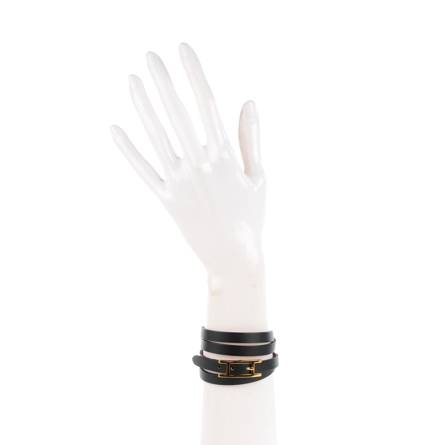 Hermes Chamonix Hapi 3MM Triple Tour Wrap Bracelet Medium Black 4 of 14