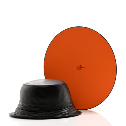 Hermes Newton Calfskin Fred Bucket Hat 59 Black 10 of 10