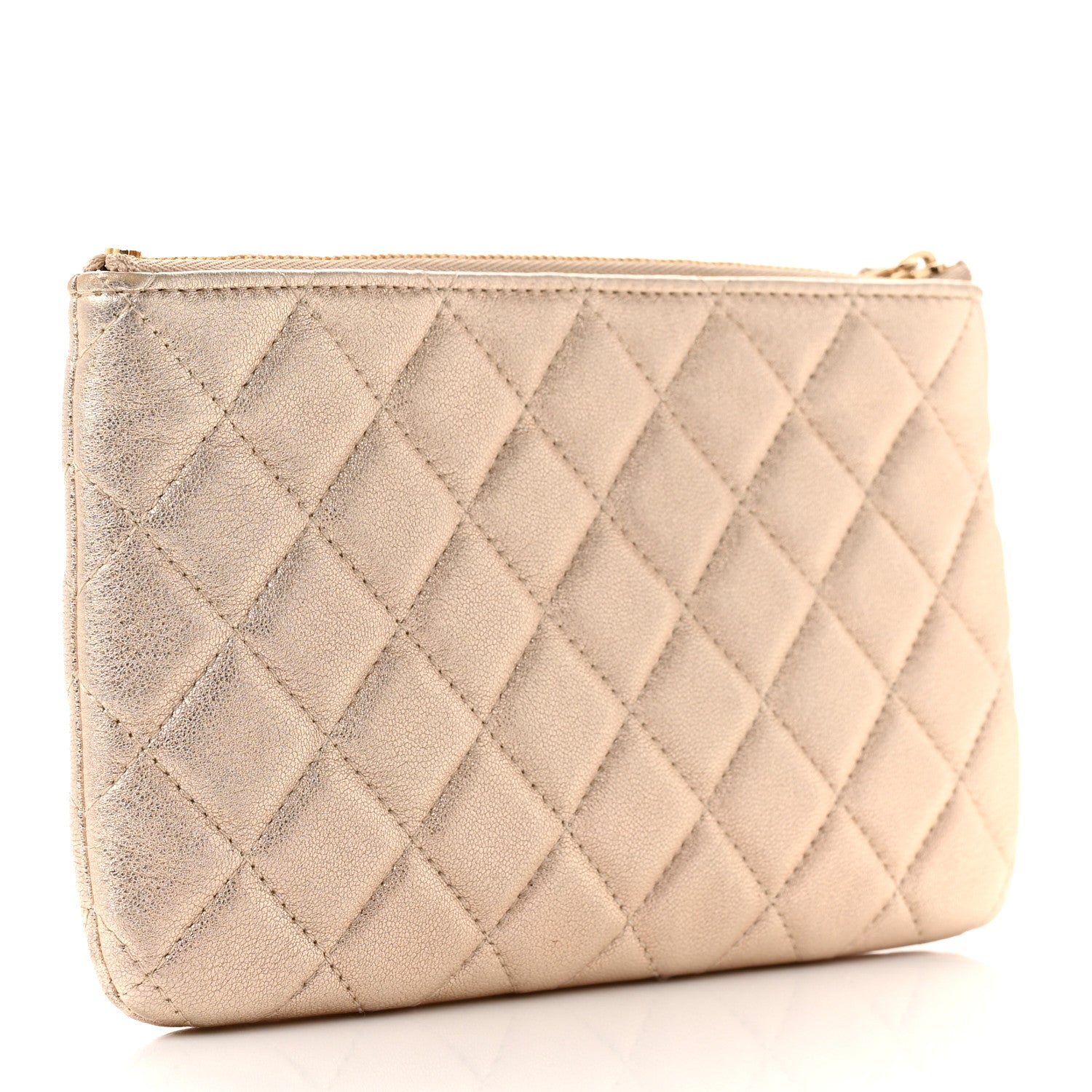 Chanel Metallic Lambskin Quilted Cosmetic Case Gold 3 of 8