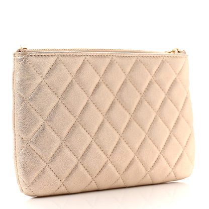 Chanel Metallic Lambskin Quilted Cosmetic Case Gold 3 of 8