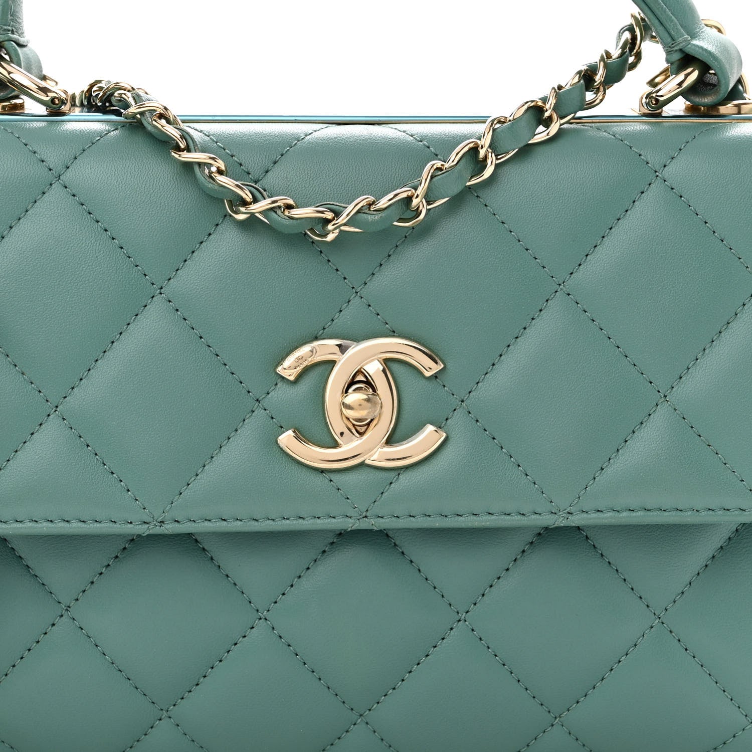 Chanel Lambskin Quilted Small Trendy CC Flap Dual Handle Bag Green 8 of 12